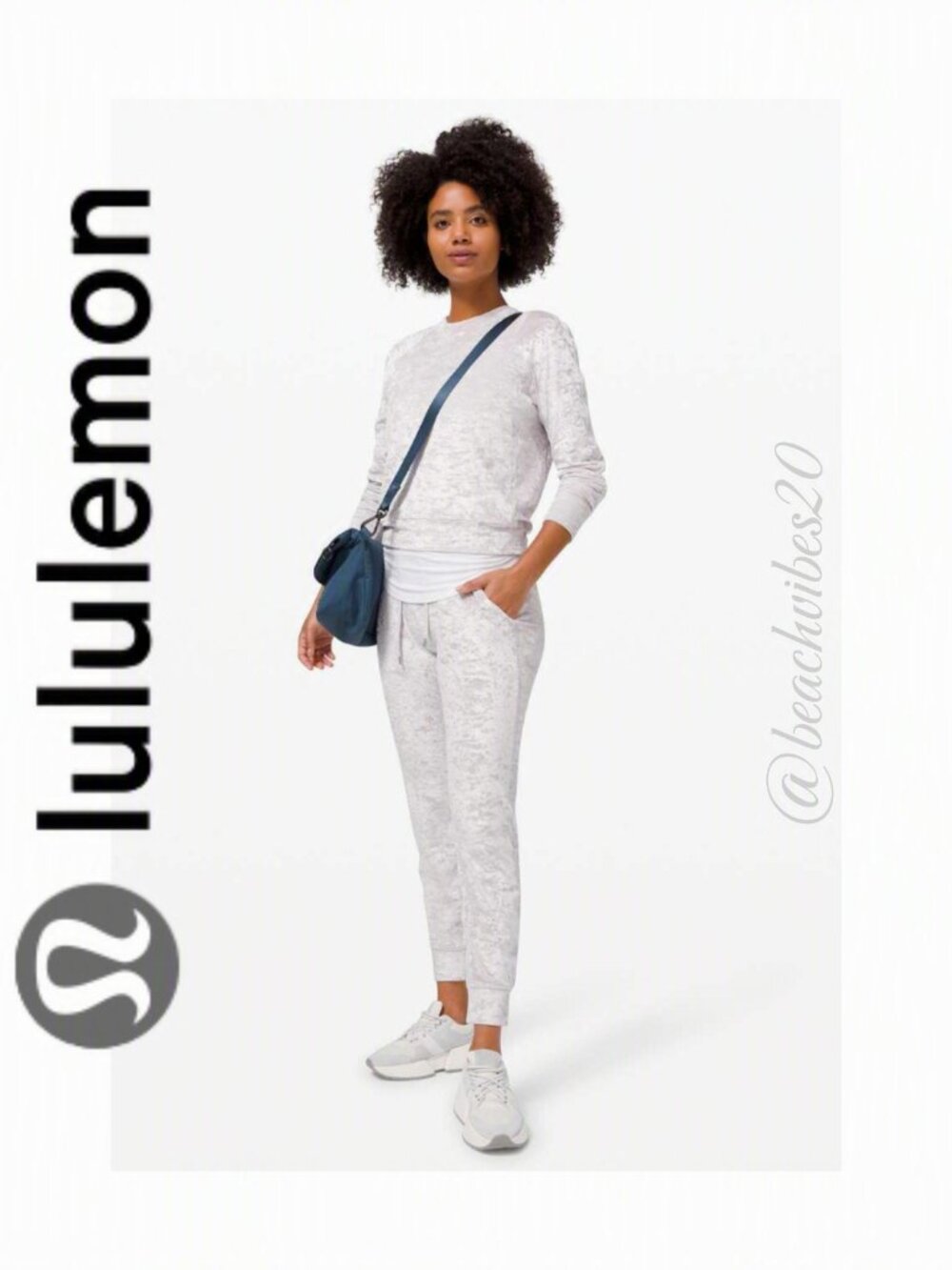 LULULEMON ATHLETICA Warm Down Crew *Crushed Velvet Chrome 8 EUC LL-116